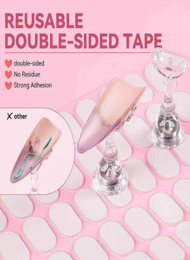 ESUOHYM Nail Stand for Press On Nails Art Display Practice 2 Sets, 1 Heart Shaped Acrylic Magnetic Nail Stands, Fake Nail Holder Tips With 200 PCS Double-Sided Tape, Nail Kit Home DIY Salon Supplies - Image 5